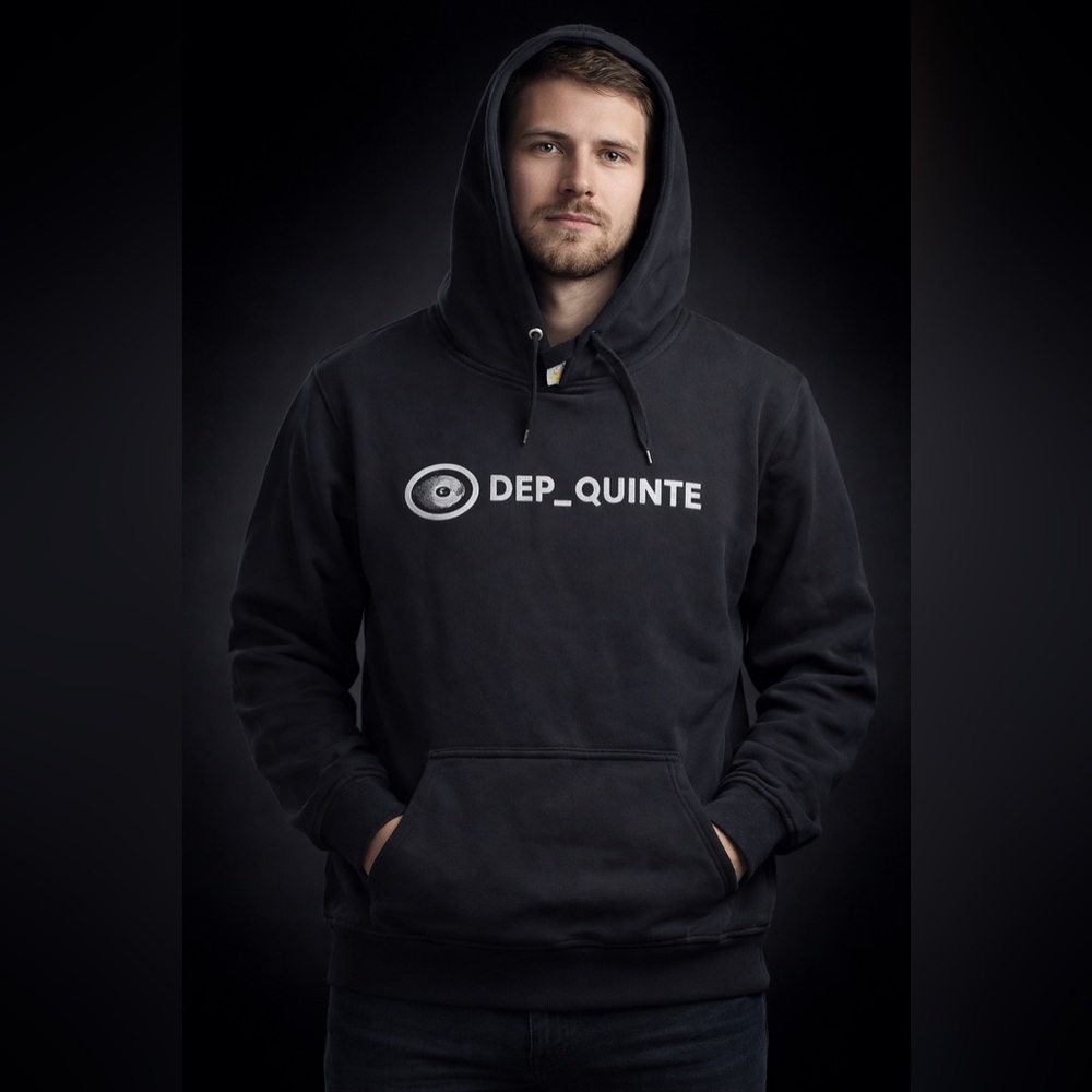 DEP_QUINTE Black Hoodie – Size M – Heavyweight